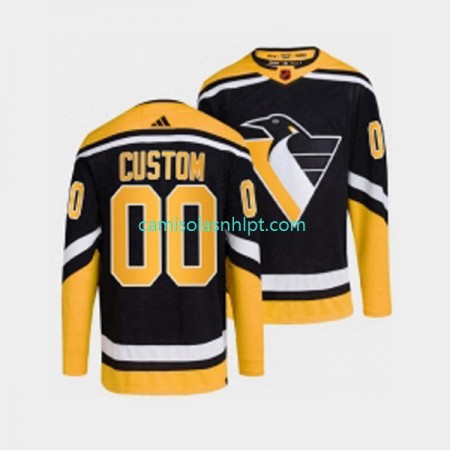 Camiseta Pittsburgh Penguins Personalizado Adidas 2022-2023 Reverse Retro Preto Authentic - Homem